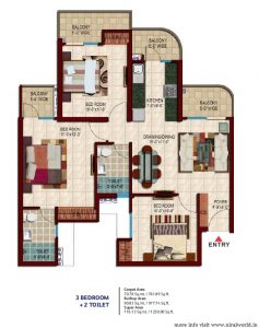 1250 3bhk +2toilt Nirala Estate phase 2