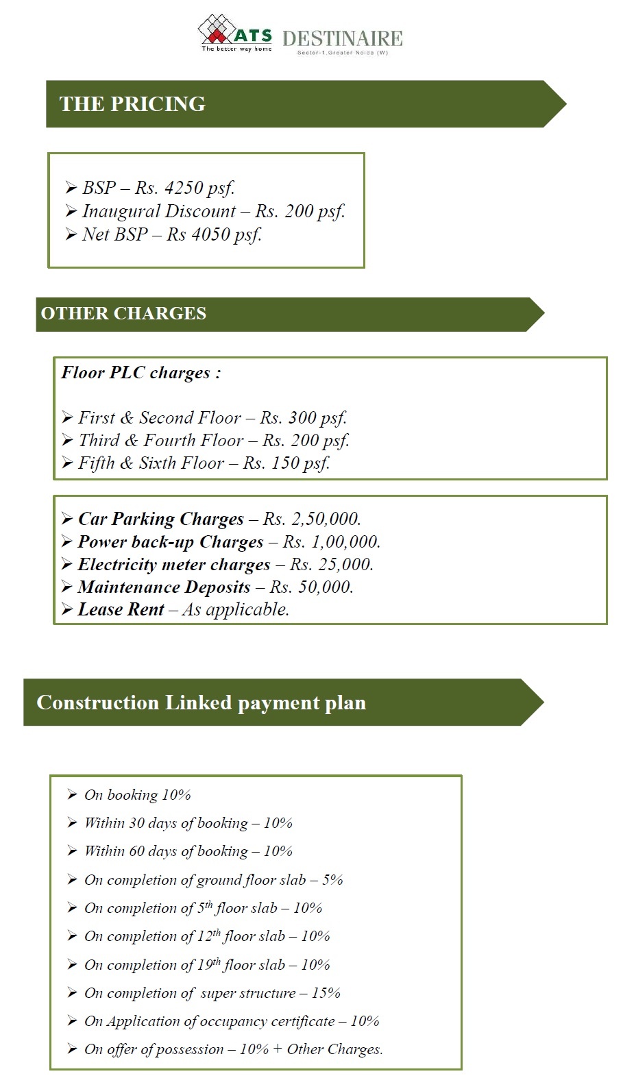 ATS Destinaire price list