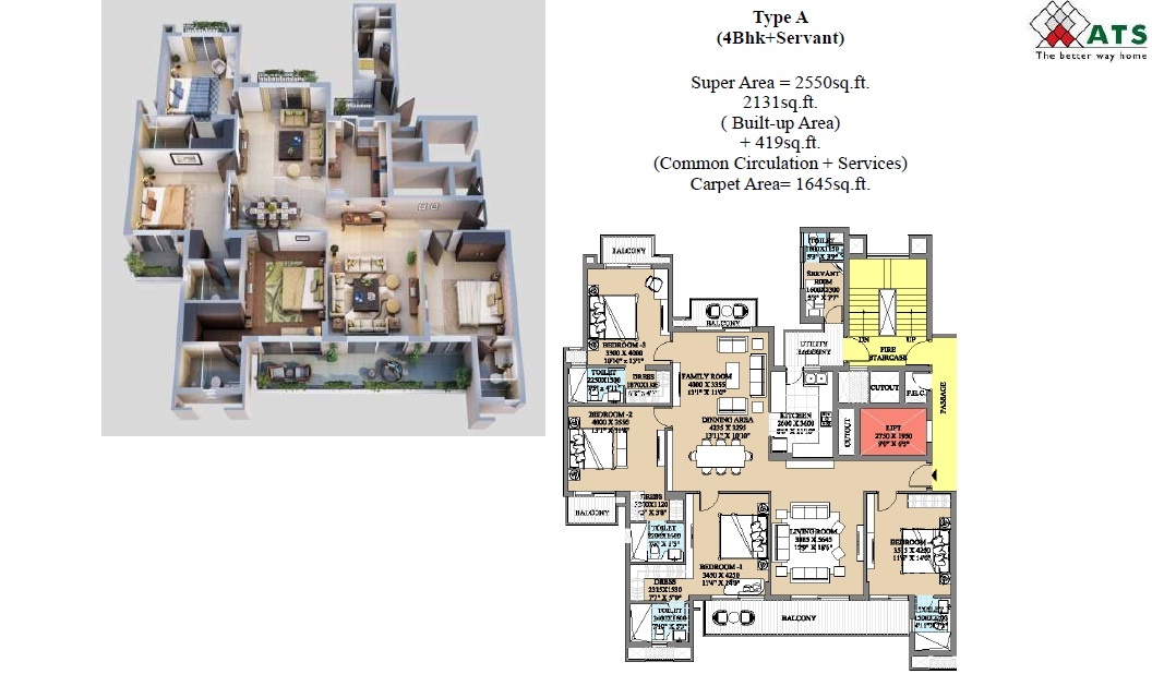 ATS Destnaire 4 bhk floor plan