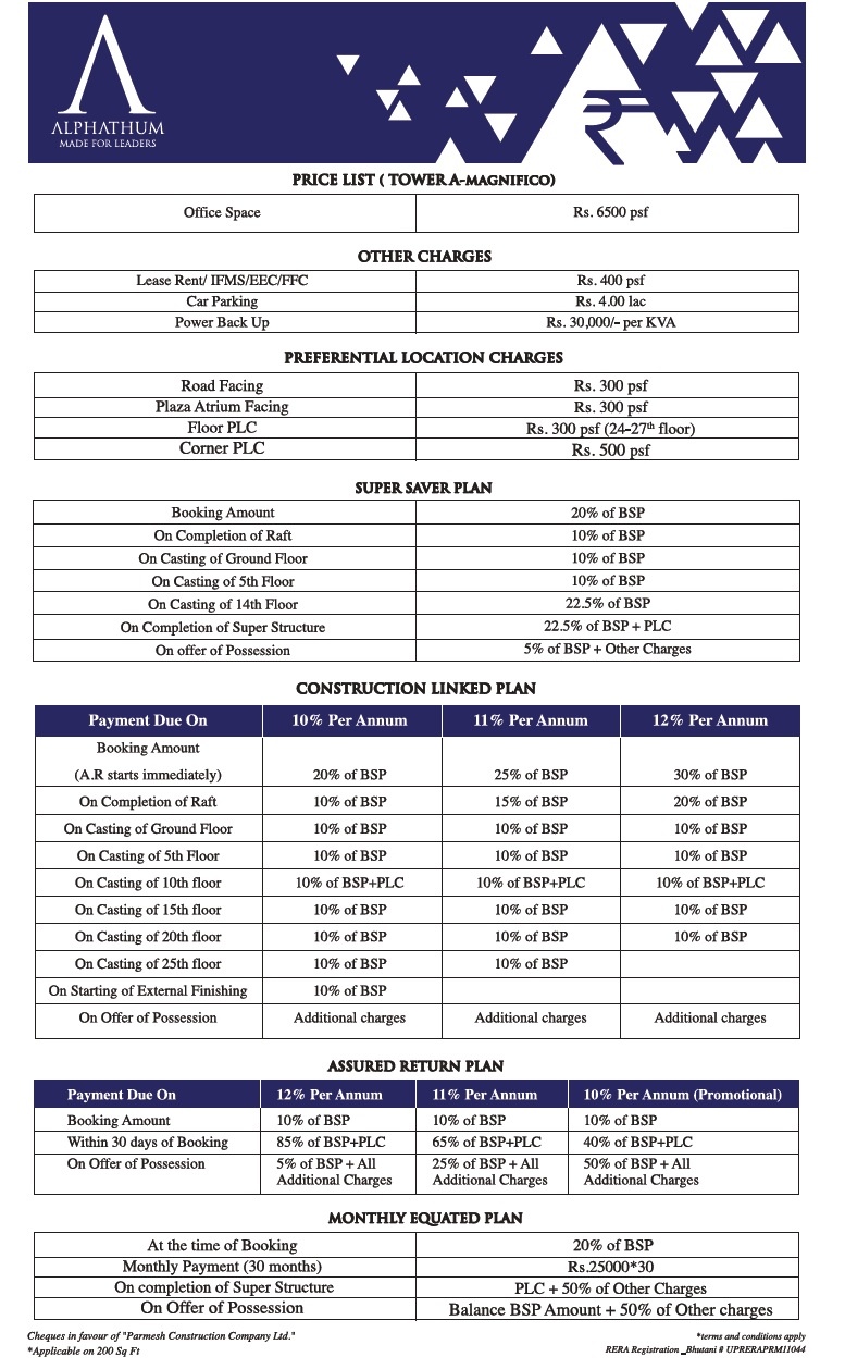 Alphathum price list towerA,B,C