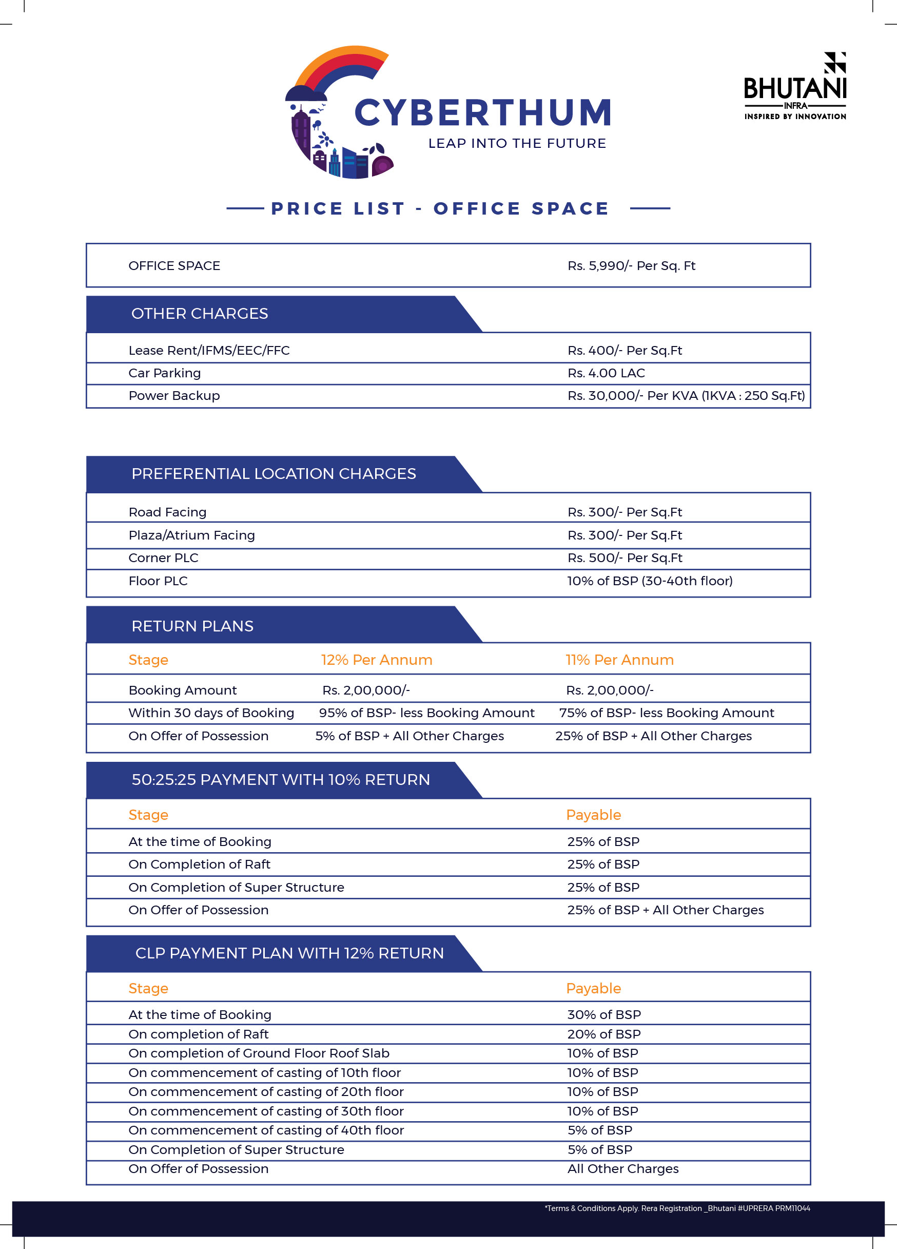 cyberthum-PRICE LIST - OFFICE SPACE