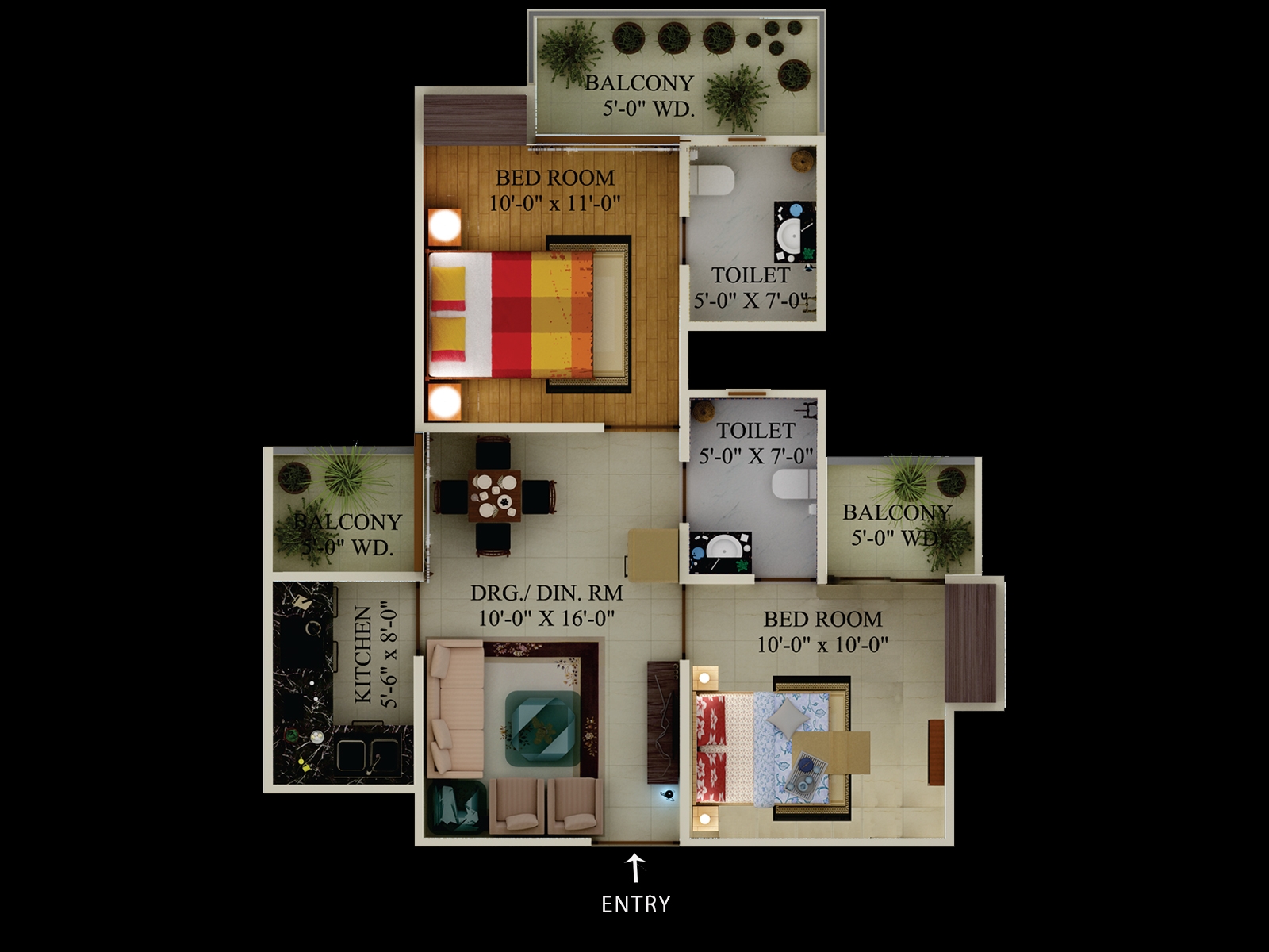 eco village 1 2bhk 890 sqft floor plan