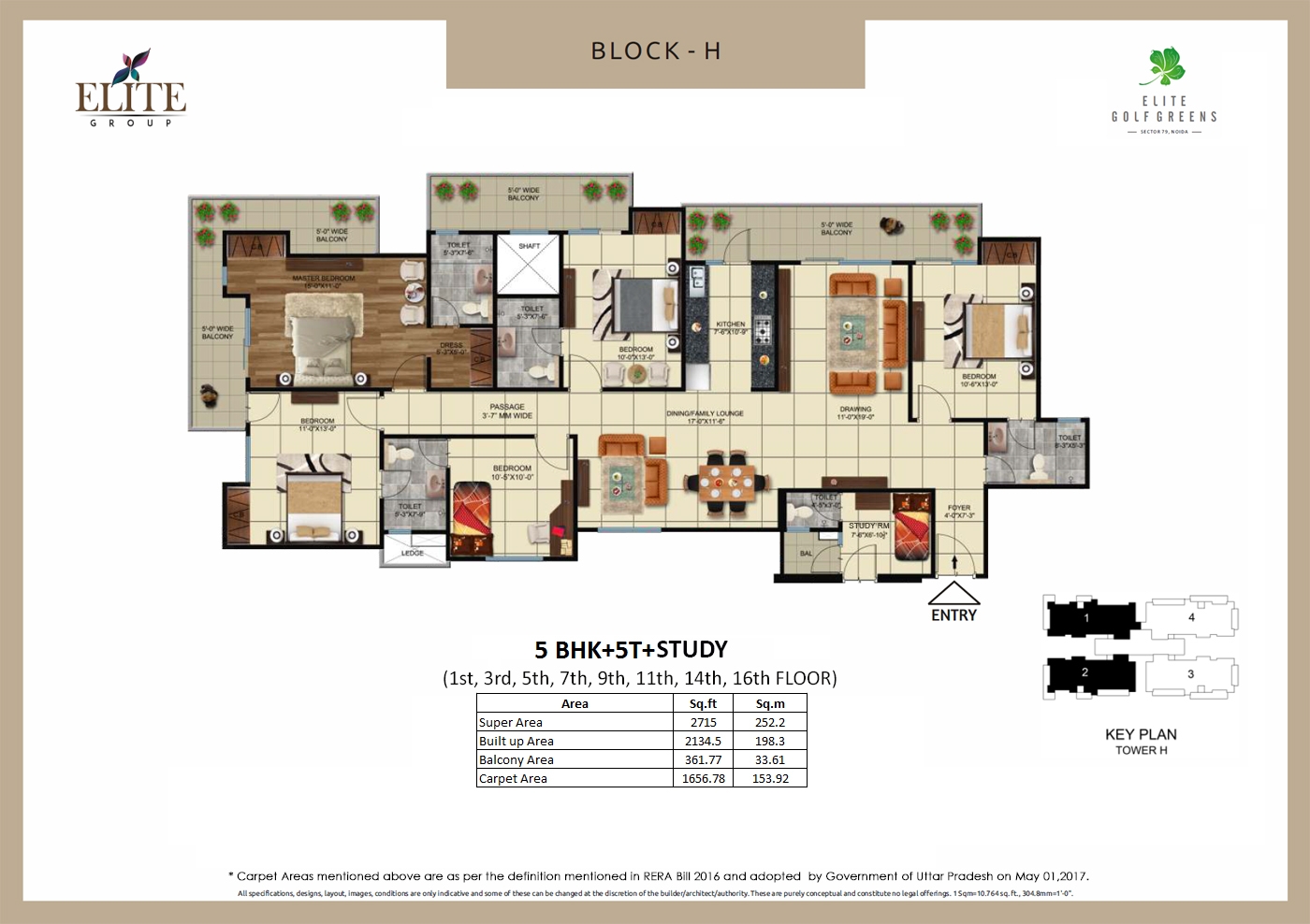 elite golf greens 2715 sqft 5 bhk floor plan 2