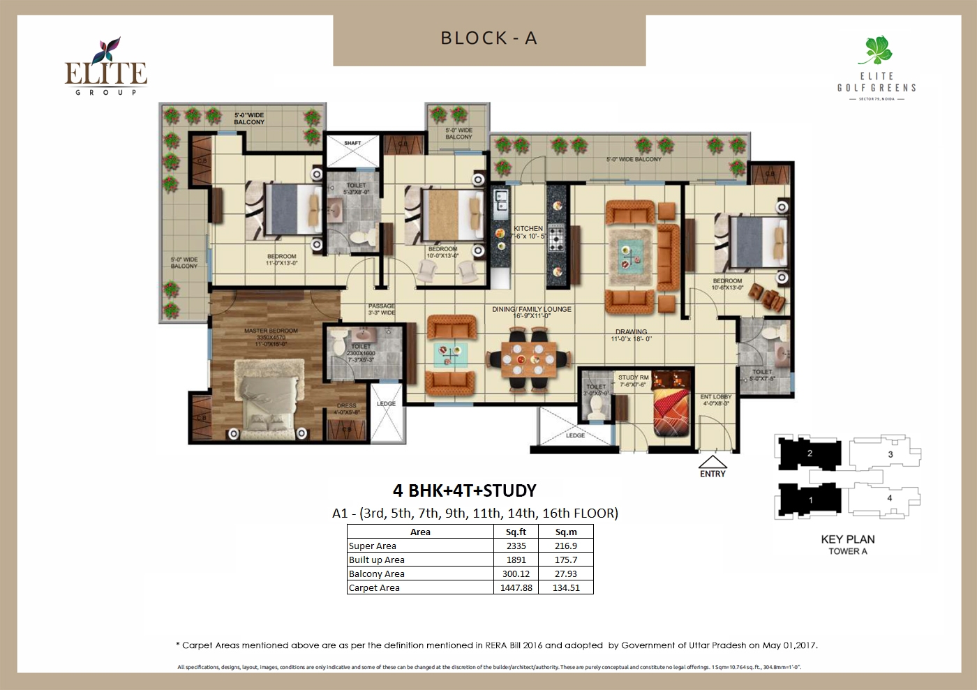 elite golf greens 4 bhk 2335 sqft