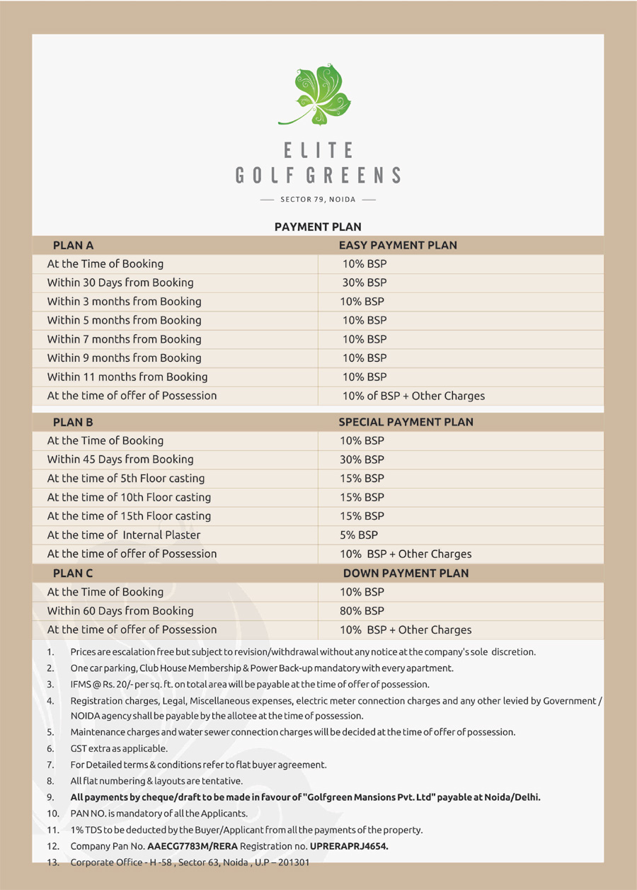 elite golf greens payment plan