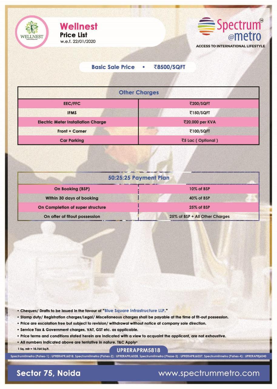 spectrum@metro wellness price list